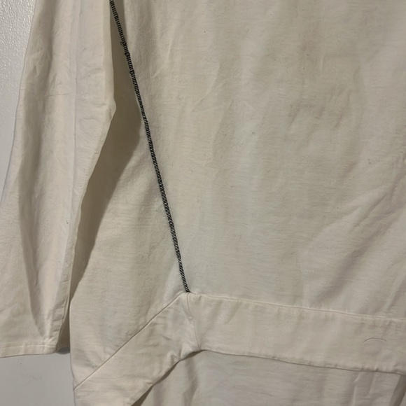 Matthildur white w/contrast stitching long sleeve top with boat neck - Picture 3 of 8